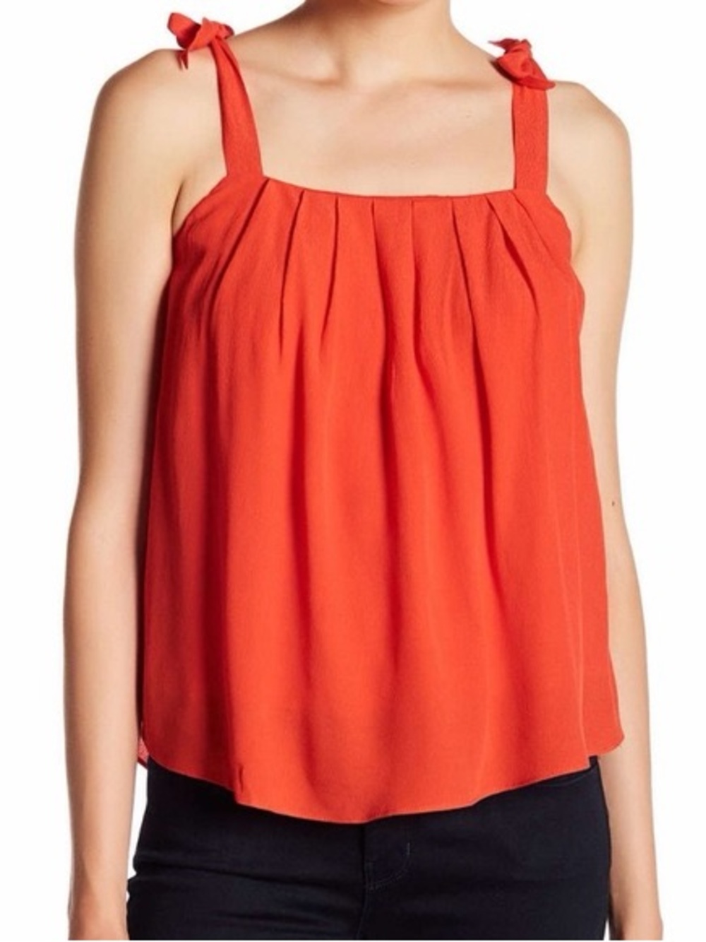 Womens Tie-Shoulder Scarlet Pleated Camisole